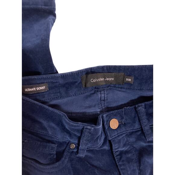 Lot of 2 Calvin Klein Corduroy Jeans Ultimate Skinny Size 2x30 Black & Blue - Picture 2 of 10